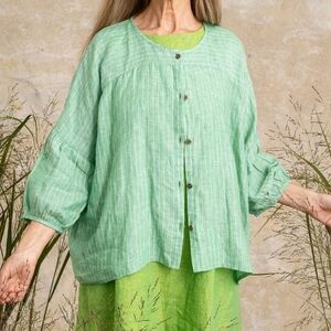 NEW Gudrun Sjoden Boxy Linen Button Down